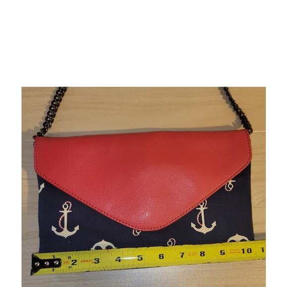J Crew Mariner Sailor Clutch Nautical Anchor Red‎ White and Blue - Picture 3 of 8